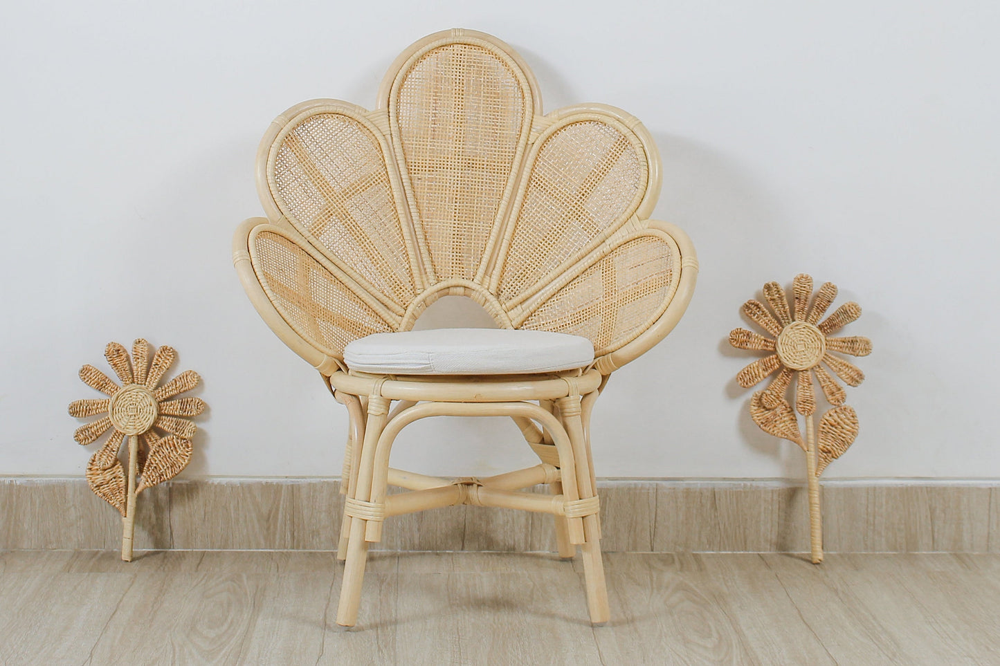 The Blooming Rattan Flower Stem – Handcrafted Boho Wall & Room Decor