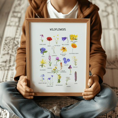 Wildflowers Poster - Educational Nature Wall Art for Kids’ Room, Nursery & Montessori Classroom | Digital Download - The Nurturing Nook