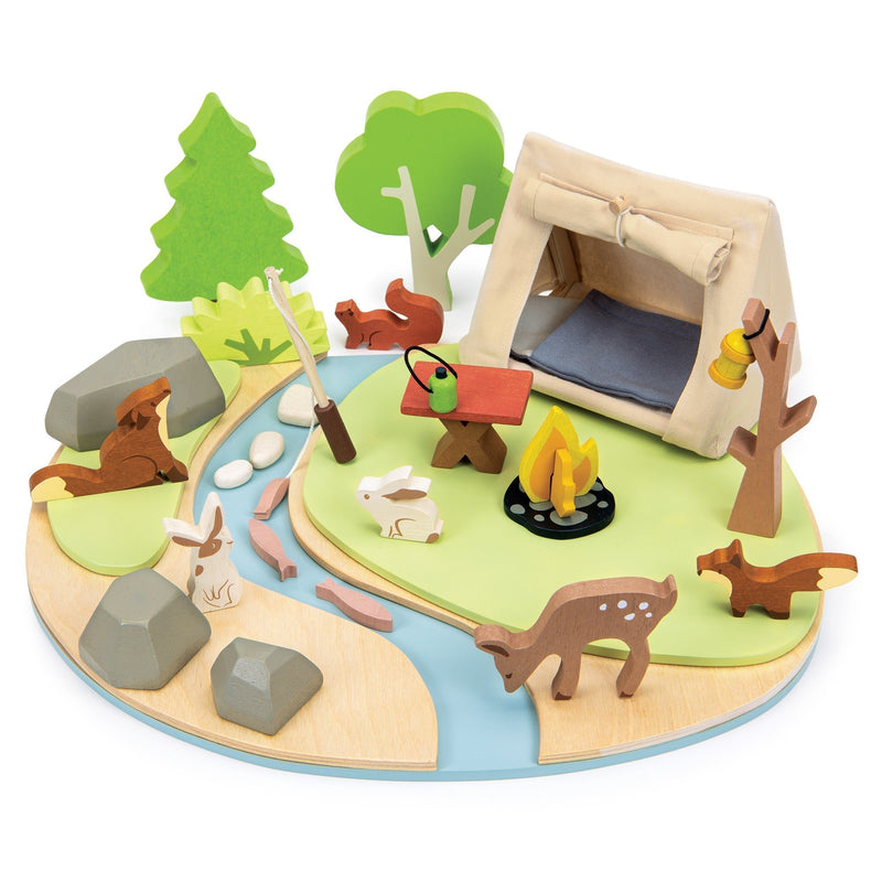 Tender Leaf wooden pretend play wildlife camping playset