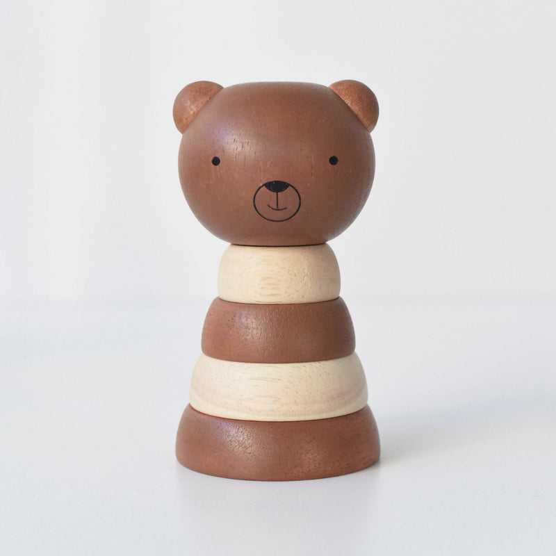 Wooden bear toddlers stacking toy for fine motor play