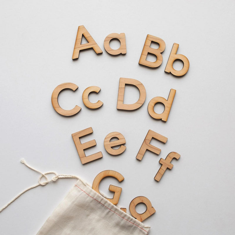 Wooden alphabet set • Montessori movable alphabet set, maple