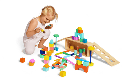 Wooden block set for open - ended play and motor development - The Nurturing Nook