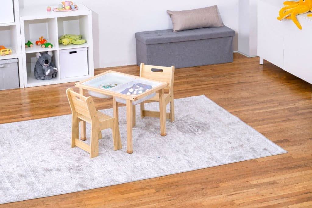 Wooden kids activity table set with chalkboard & storage - The Nurturing Nook