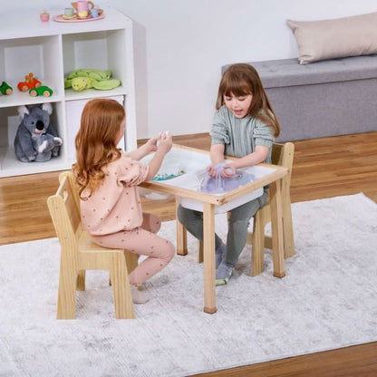 Wooden kids activity table set with chalkboard & storage - The Nurturing Nook