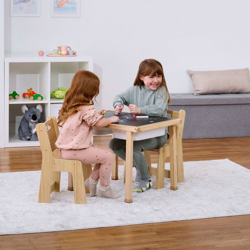 Avenlur Wooden kids activity table set with chalkboard & storage
