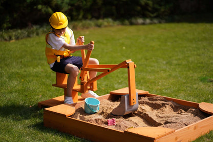Wooden ride - on outdoor excavator for toddlers - The Nurturing Nook