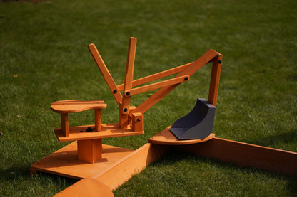 Wooden ride - on outdoor excavator for toddlers - The Nurturing Nook