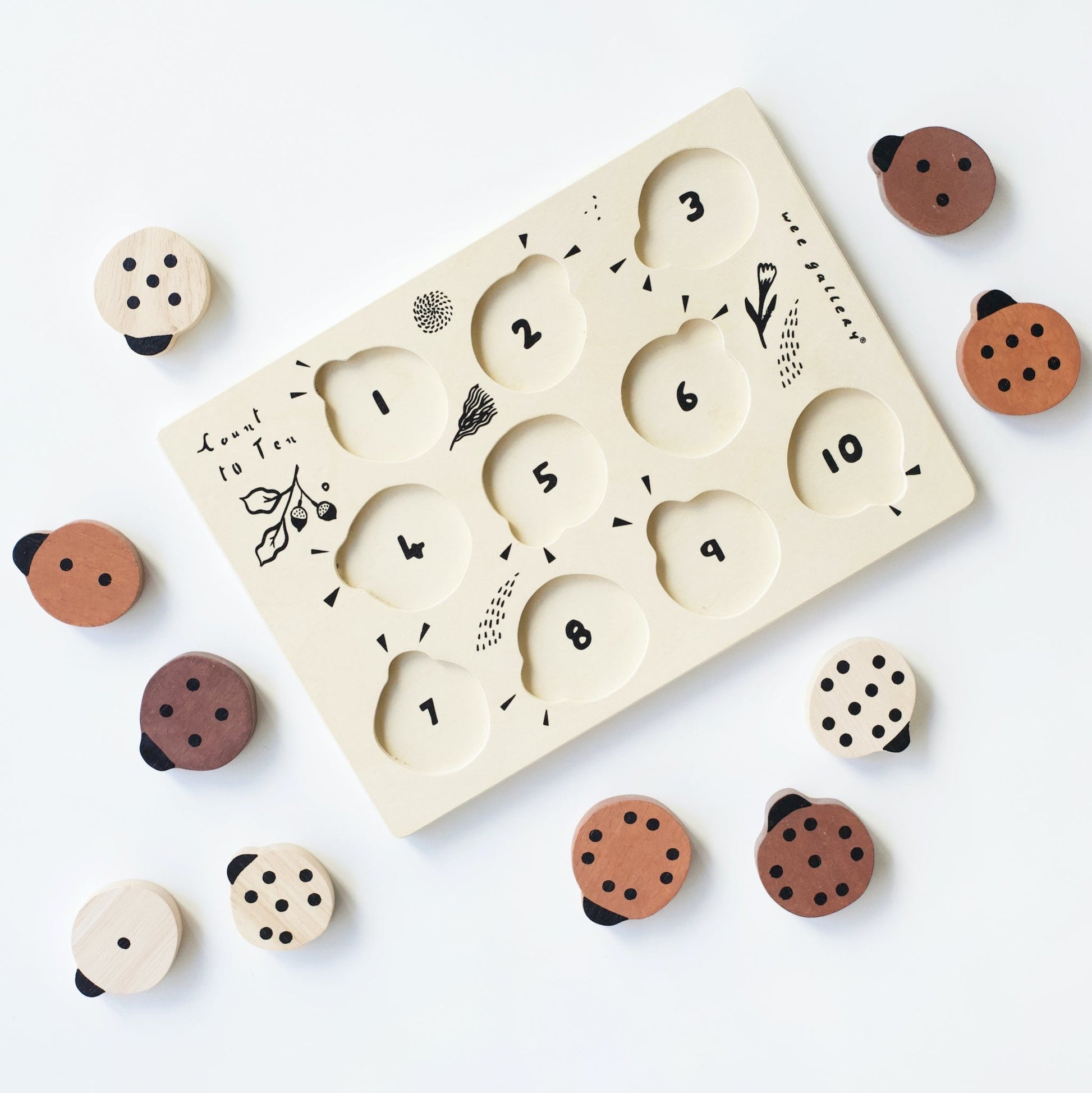 Wooden Tray Puzzle - Count to 10 Ladybugs - The Nurturing Nook