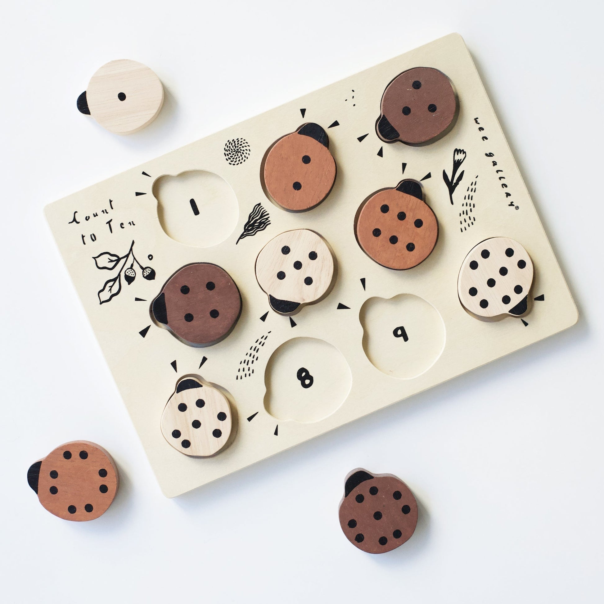 Wooden Tray Puzzle - Count to 10 Ladybugs - The Nurturing Nook