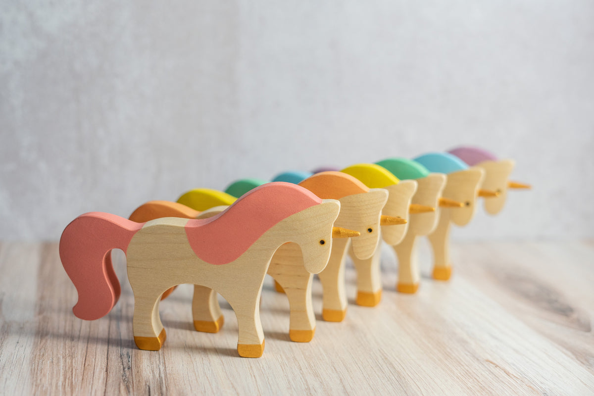 Waldorf large wooden Unicorn toy
