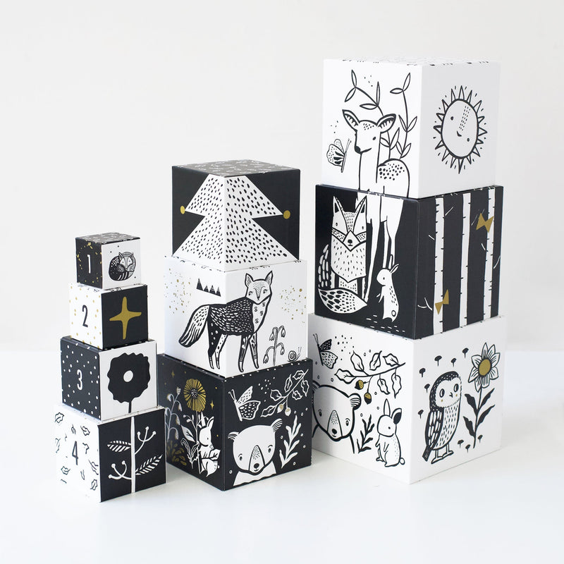 Woodland animal nesting blocks – set of 10 stackable counting cubes