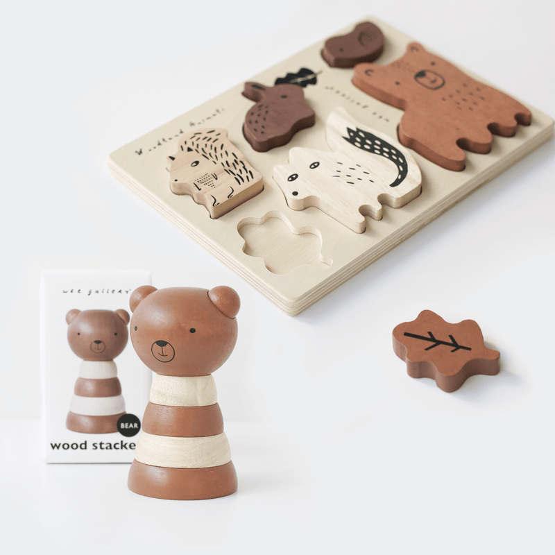 Woodland explorer animals puzzle & bear stacker bundle set