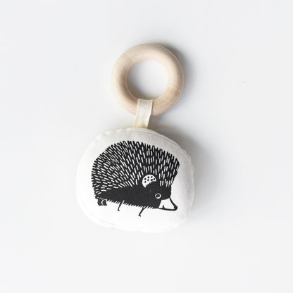 Woodland hedgehog organic cotton teether - The Nurturing Nook